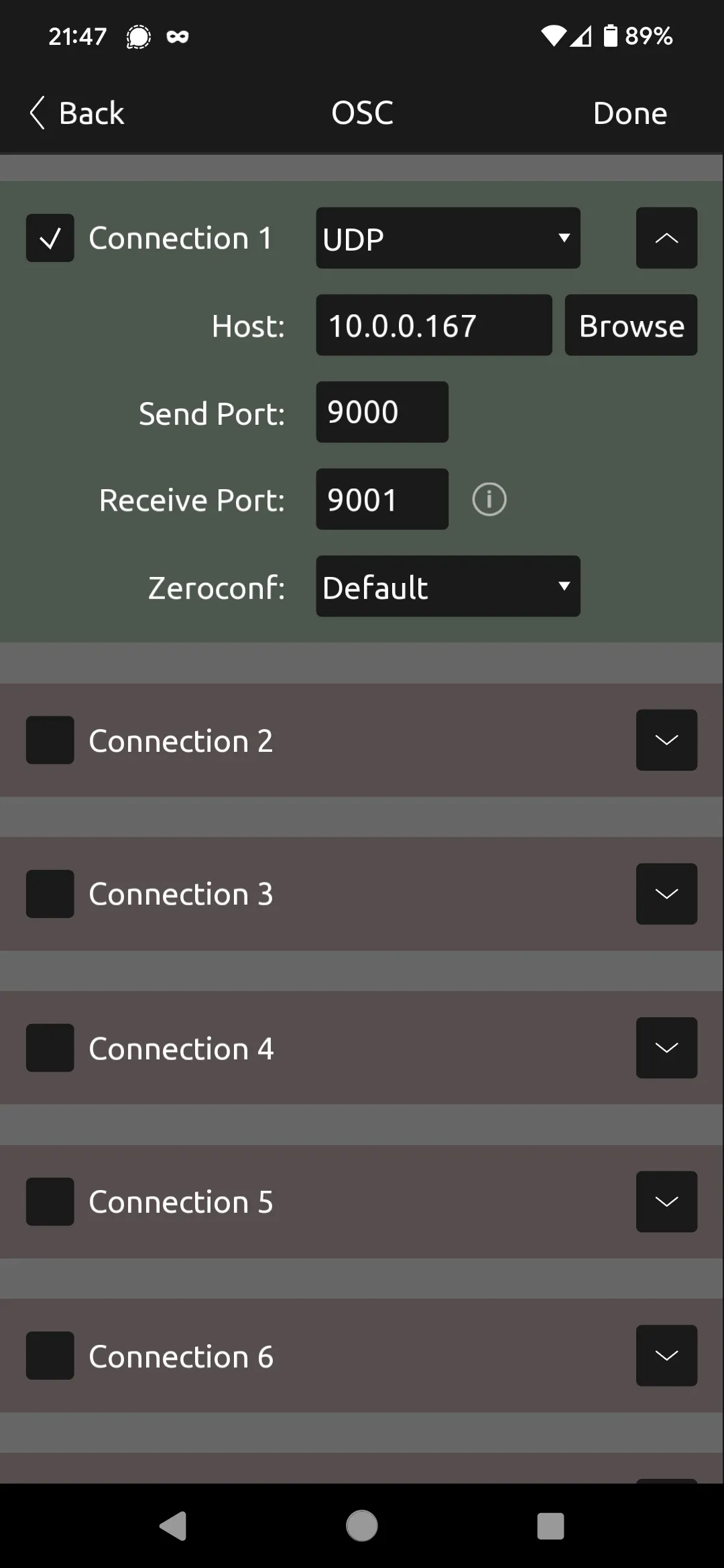 TouchOSC network setup